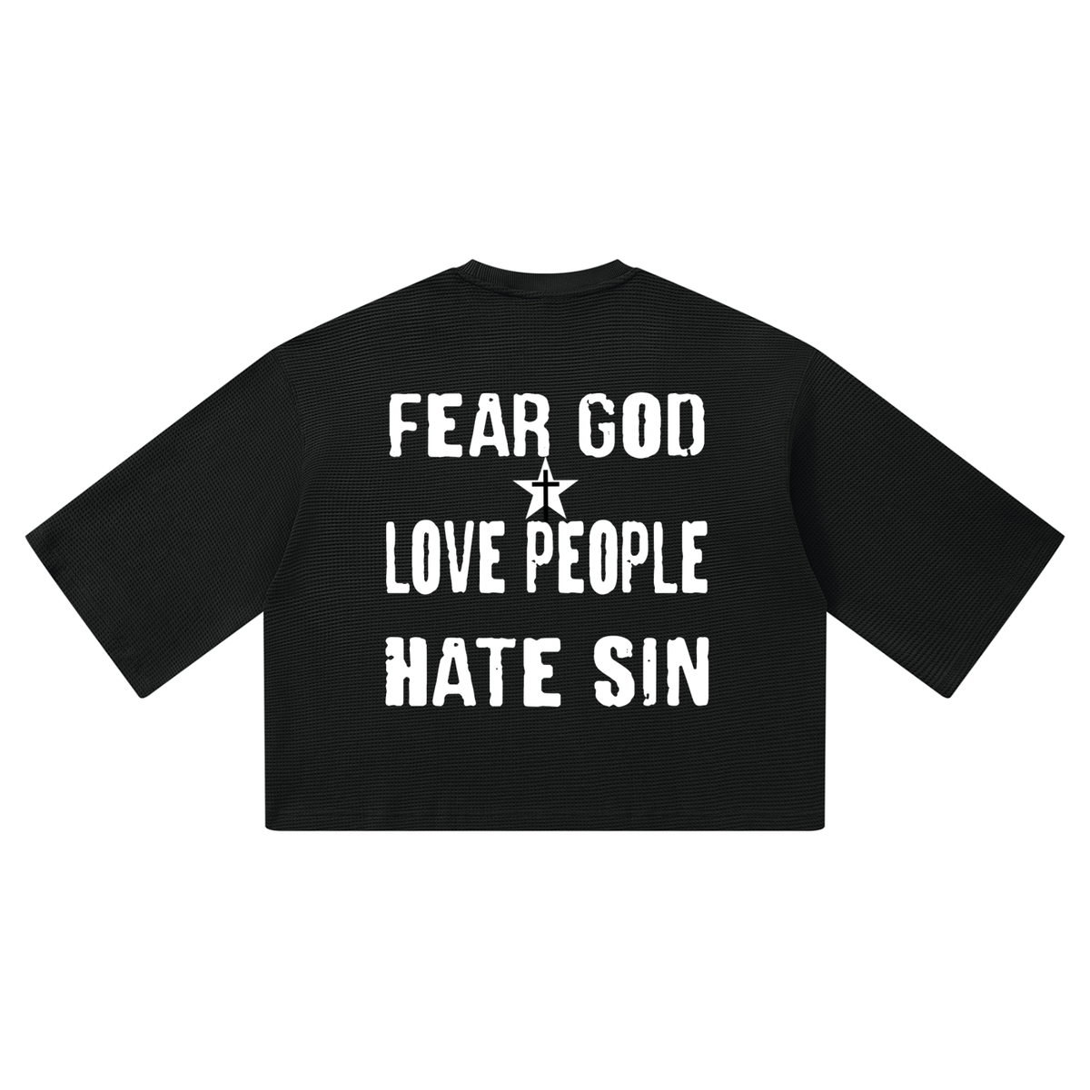 PGF WAFFLE KNIT BOXY TEE / PSALM 105:4 - SEARCH FOR THE LORD AND HIS STRENGTH; CONTINUALLY SEEK HIM.